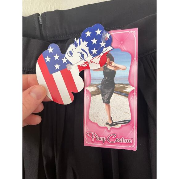 NWT PINUP COUTURE JENNY GATHERED SWING SKIRT SATEEN L Feminine 50s Minimalist - Picture 5 of 9